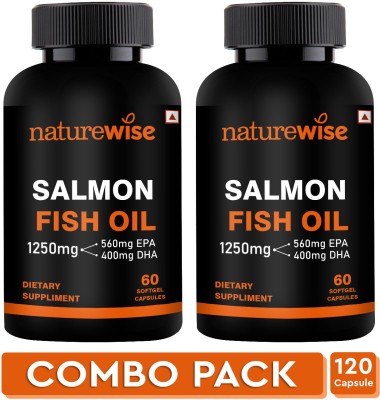 Naturewise Salmon Fish Oil Capsules for Men & Women with Omega 3 (1250mg)(2 x 60 Capsules)