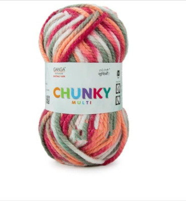 JEFFY Ganga Chunky Multi Knitting Yarn Thick Chunky Wool, mottu 500 Gram (1 Ball/ 100 Gram Each) Best Used with Needles, Crochet Needles Wool Yarn for Knitting, with Needle. Shade no-6