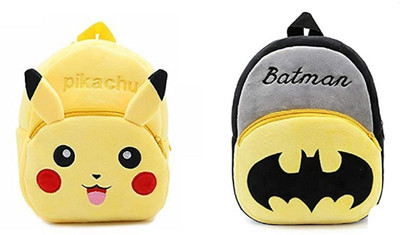 7Eleven Enterprise BM-Latch_combo of 2 yellow pikachu,grey batman_601 12 L Backpack(Yellow, Black)