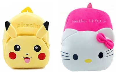 Bluemoon BM-Latch_combo of 2 yellow pikacku,hello kitty pink_514 12 L Backpack(Yellow, Pink)