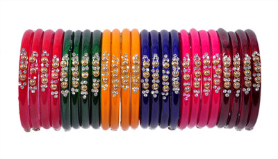 Amika Glass Zircon Bangle Set(Pack of 24)