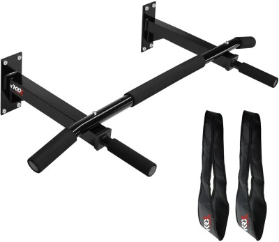 KRX Wall Mounting Chin Up Bar With Solid One Piece Construction Bar + Ab Straps Chin-up Bar(Black)