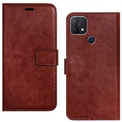 Mashgul Flip Cover for OPPO A15, OPPO A15s(Brown, Grip Case, Pack of: 1)