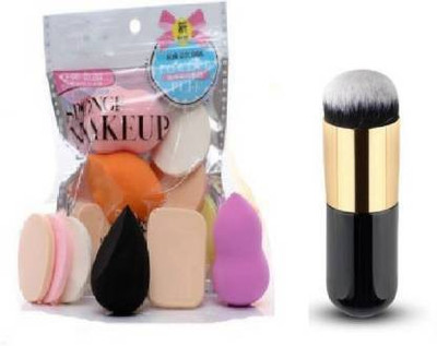 Lusty soul Foundation Brush Black & 6in1 Puff Combo(2 Items in the set)