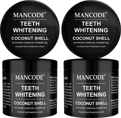 MANCODE Activated Charcoal Teeth Whitening Powder Whitens Teeth Prevent Bad Breadth Removes Tooth Stain enriched with Activated Charcoal Pudina Coconut Shell Extract Natural Teeth Whitening Powder 25 gm (Pack of 2)(2 Items in the set)