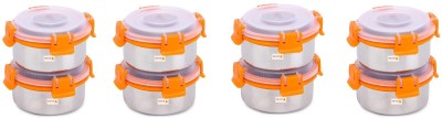 Metal Bear Steel Fridge Container  - 2400 ml(Pack of 8, Orange)