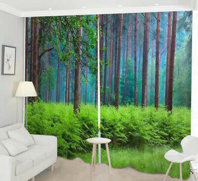 V21 DECOD 274 cm (9 ft) Polyester Room Darkening Long Door Curtain (Pack Of 2)(Printed, Green, Green, Green)