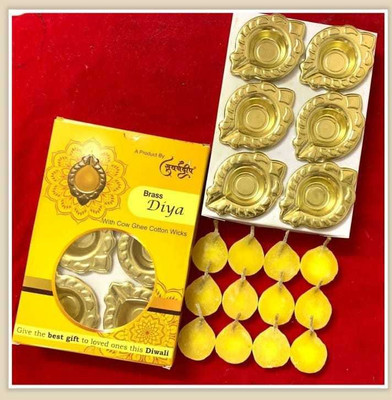 Suvarnadeep Brass (Pack of 6) Table Diya Set(Height: 1 inch)