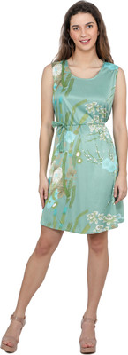 TSM Women A-line Green Above Knee/Mid Thigh Length Dress