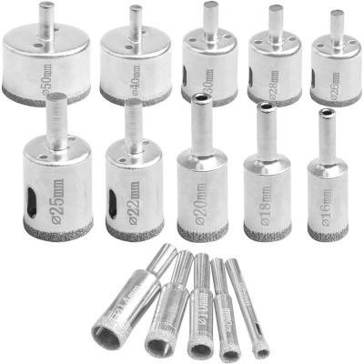 uptodateprouducts Diamond Hole Saw Set, 15 PCS Hollow Core Drill Bit Set for Glass, Porcelain, Cermic Tile, Diam Range 6-50mm