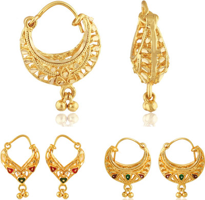 VIGHNAHARTA Vighnaharta Diva Black Moti layer alloy jhumki Earring Antique Gold PlatedClip on Bucket,basket and Chand Bali earring Combo For Women and Girls - VFJ1102-1181-1393ERG Alloy Chandbali Earring