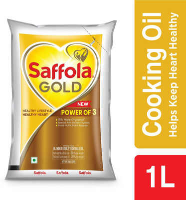 Saffola GOLD REFINED OIL 1000ML PACK OF 1 Rice Bran Oil Pouch(1000 ml)