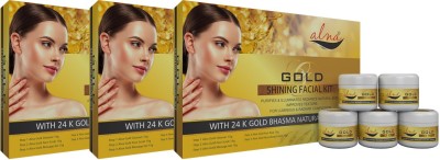 Alna Care Gold Shining facial kit | Purifies & illuminates natural skin improves Texture, for luminous & radiant complexion(3 x 75 g)