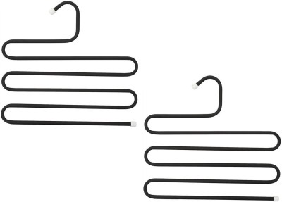 Everbuy 2 Pc Metal S-Shape 5 Layers Magic Hanger for Wardrobe, Sarees, Pants, Scarfs & Other Clothes Plastic Multi Purpose Hanger Steel Trousers Pack of 2 Hangers For  Trousers(Multicolor)