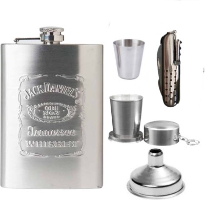 TARGET PLUS JD with Folding glaas & tool Stainless steel Hip Flask(230 ml)