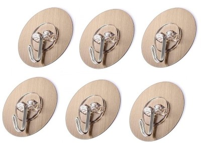 Paridhi Self Adhesive No Drilling Wall Hook Sticking Adhesive Hanger Round Walls Strong, Bathroom Towel Hook, Kitchen Hook for Hanging Hook (Pack of 6) Hook Hook 6(Pack of 6)