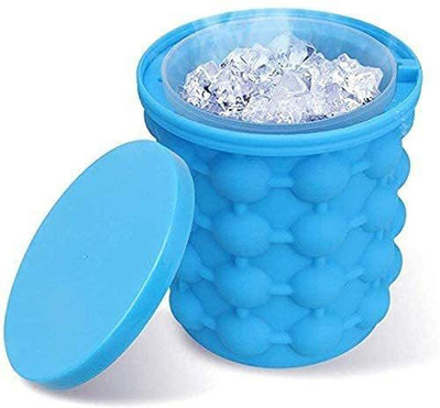akhk 1 L Silicone Ice Cube Maker Silicone Bucket Portable Ice Bucket for Frozen Beverages(Blue) Ice Bucket(Blue)
