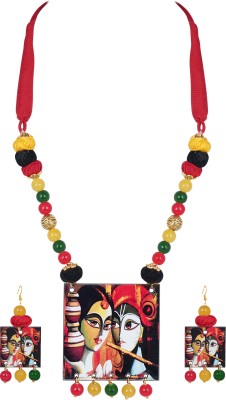 JFL - Jewellery for Less Copper Gold-plated Green, Yellow, Red Jewellery Set(Pack of 1)