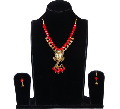 Astrodidi Alloy Gold-plated Red Jewellery Set(Pack of 1)