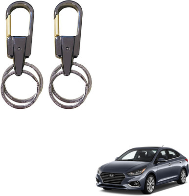 SEMAPHORE Stainless Steel Luxury Ca Keychain Elegance Double Key Ring for Hyundai Accent Key Chain