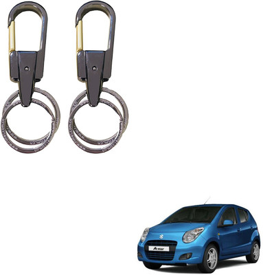 SEMAPHORE Stainless Steel Luxury Ca Keychain Elegance Double Key Ring for Maruti A-Star Key Chain