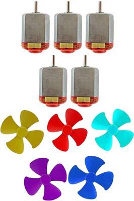 SYMFONIA School Science Project DC Motor kit(5 Pieces TOY MOTOR+5 Pieces FAN BLADE)10 Item Loose in one Pack Educational Electronic Hobby Kit