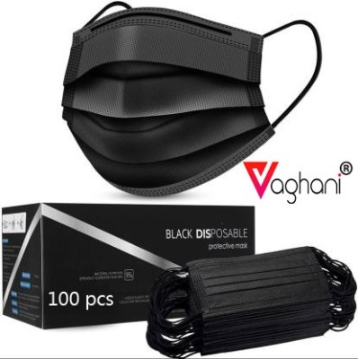 Vaghani 100 Pcs With Nose Pin Black Units With Nose Pin Disposable Iso Mark 3 Ply Pharmaceutical Breathable Surgical Pollution Face Mask Respirator with 3 Layer For Men, Women, Kids( Primium Quality) 3 Ply Surgical Mask (100 Piece) ( Black )( Primium ) Surgical Mask With Melt Blown Fabric Layer(Blac