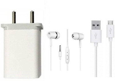Prifakt Wall Charger Accessory Combo for Realme 3i, Realme 3 Pro, Realme C2, Redmi 7, Realme 3, Oppo F11 Pro(White)