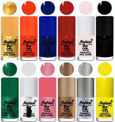 Fashion Bar Neon Nail Polish Combo 07 Multicolor(Pack of 12)