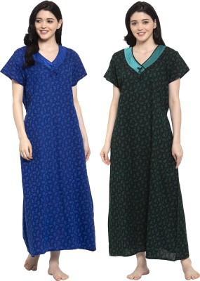 Secret Wish Women Nighty(Blue, Green)