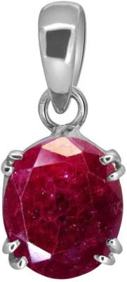 S KUMAR GEMS & JEWELS Certified Natural 10.25 Ratti Ruby Stone (Manik Stone) Sterling Ruby Silver Pendant