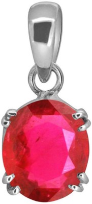 BWM GEMS Certified Original 6.25 Ratti Ruby Stone (Manik Stone) Sterling Silver Pendant for Men and Women Ruby Silver Pendant