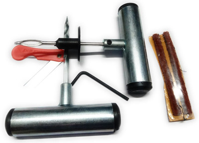SEAHORSE POLYMERS Tyre Puncture Repair Kit for Car Bike and Motorcycle, Complete Kit with Free Red Bag Tubeless Tyre Puncture Repair Kit