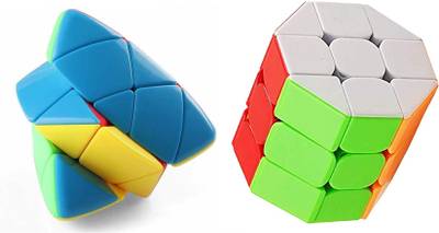 Authfort Cube Bundle of 3x3 Barrel Cube & 3 x 3 mastermorphix Stickerless cube set of 2