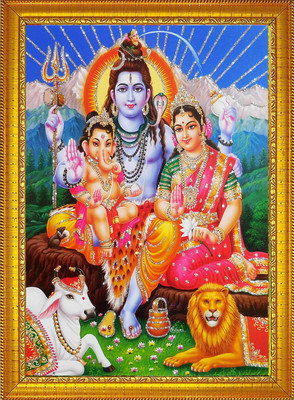 CRAFTSCORNER SHIV PARIWAR GOLDEN PHOTO Religious Frame