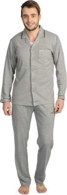A Men Self Design Grey Night Suit Set