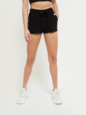 MAX Solid Women Black Basic Shorts