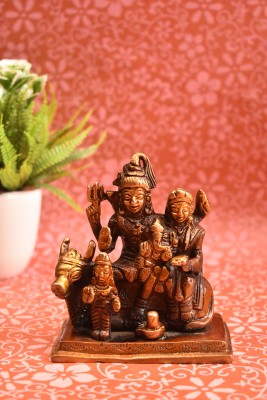 Happy Arts Brass Shiva Parvati Ganesh Sculpture And Lord Shiva Family Decorative Showpiece  -  15.24 cm(Brass, Gold)