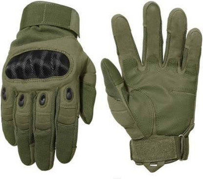 Adventure hut Tactical Military Hard Soft Knuckle Army Combat Riding Gloves(Green)