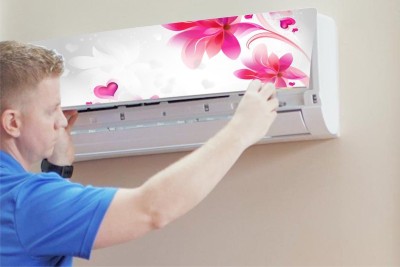 BALKRISHNA WALL STICKER 91 cm Air Conditioner 3D Flower Sticker Self Adhesive Sticker(Pack of 1)