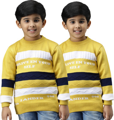 ANIXA Colorblock Round Neck Casual Boys & Girls Multicolor Sweater