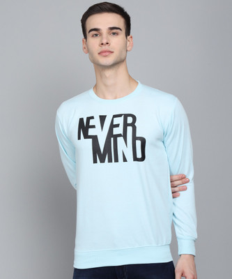 ANIXA Printed Round Neck Casual Men Blue Sweater