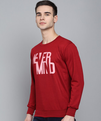 TRENDY WOLRD Graphic Print Round Neck Casual Men Maroon Sweater