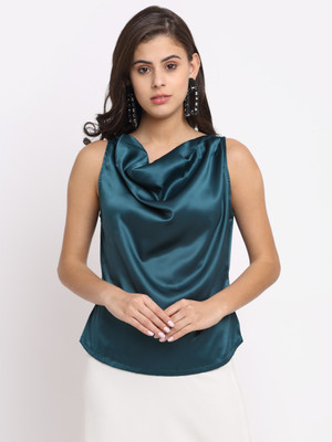 NEUDIS Casual Solid Women Green Top
