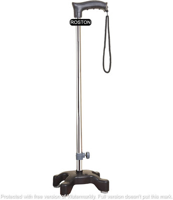 roston Surgical 4 Leg Quadripod Chrome Black Stick With Dori Height Adjustable (Heavy) Walking Stick