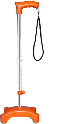 roston Surgical Four Leg Quadripod chrome Height Adjustable Men/Women/Old Age People With Hand Support Walking Stick