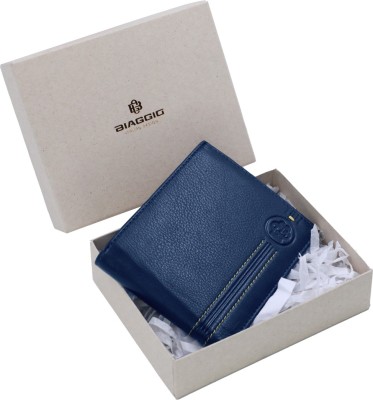 BIAGGIO Men Blue Genuine Leather Wallet(6 Card Slots)