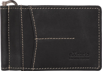 eXcorio Men Casual Black Genuine Leather Money Clip(8 Card Slots)