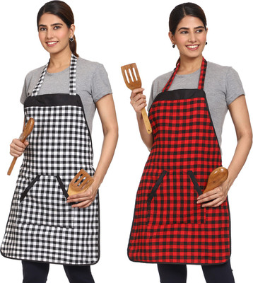 JMI Cotton Chef's Apron - Free Size(Multicolor, Pack of 2)