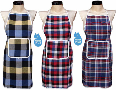 Fabfurn Cotton Home Use Apron - Free Size(Multicolor, Pack of 3)